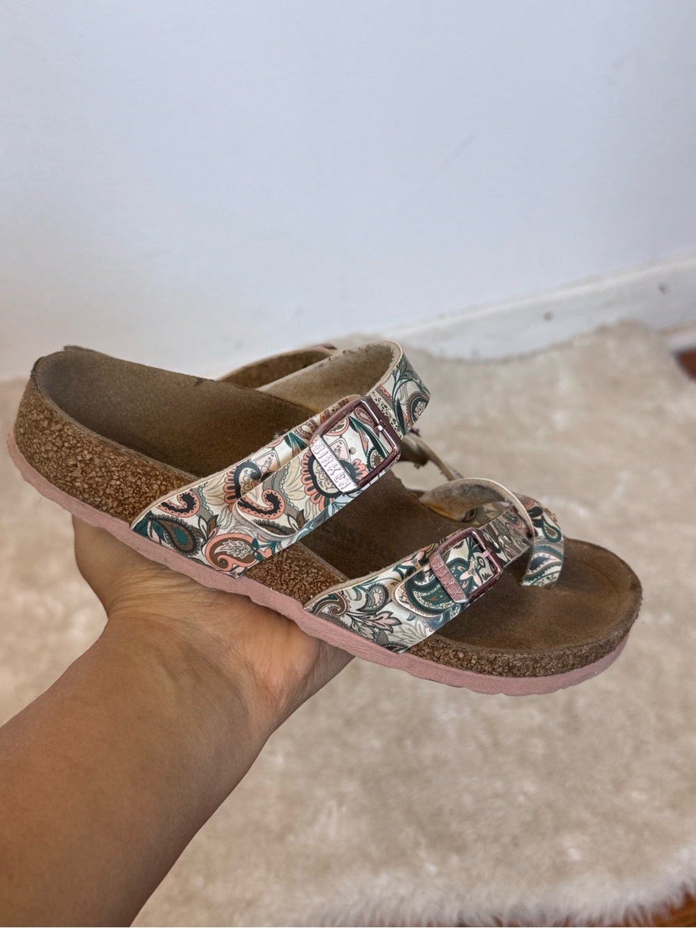 Birkenstock Print Pink Cork Footbed Girls  Sandals Sz 31 - Picture 8 of 10